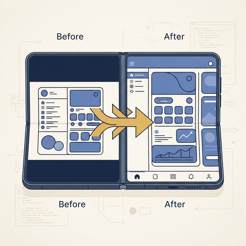 Editorial illustration for iOS 27 Edge-to-Edge Apps: Fix Letterboxing Before iPhone Duo Ships